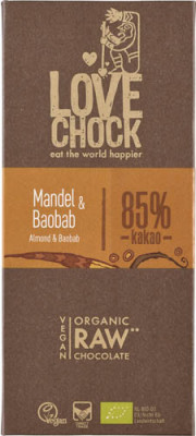 Ciocolata cu Migdale si Baobab Raw Vegana Bio 70gr LoveChock foto