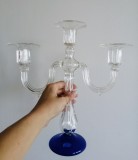 Cumpara ieftin Set 2 Sfesnice Sticla Vintage 6 Brate, Suport Lumanari Handmade 30-35cm, Decor Camera 70+ Ani