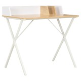 Birou Alb/Stejar vidaXL 80x50x84cm, Modern, Lemn &amp; Metal, Birou Calculator, Masa Scris, Statie Lucru, Design Minimalist