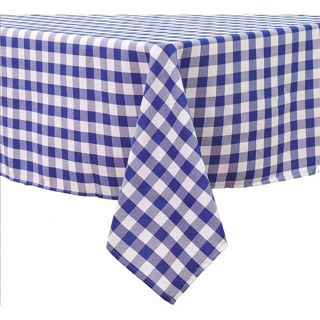 Fata de masa tip musama Pufo Classic, 140 x 200 cm, alb/albastru