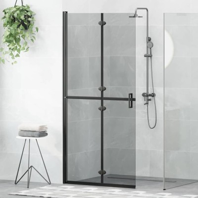 Perete de duș Walk-in Negru și transparent &amp;icirc;nchis 90 x 190 cm foto