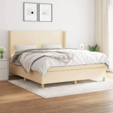 Cumpara ieftin Pat box spring cu saltea, crem, 160x200 cm, material textil