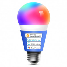 MEROSS Bec LED inteligent multicolor, E27 2700K-6500K RGB Wi-Fi, 9W - RESIGILAT