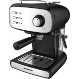 Espressor manual Heinner Black Boquette HEM-1100BKX, 850W, 15bar, rezervor detasabil 1.2L, filtru dublu din inox, Negru/Inox