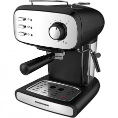 Espressor manual Heinner Black Boquette HEM-1100BKX, 850W, 15bar, rezervor detasabil 1.2L, filtru dublu din inox, Negru/Inox