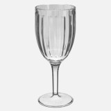 Pahar pentru vin din plastic transparent, 370 ml, cu model &icirc;n dungi și picior &icirc;nalt, CMCLASS