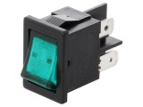 Comutator Rocker DPST Verde cu Neon 230V 10A/250VAC ON-OFF
