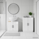 Cumpara ieftin Set de dulapuri pentru baie, 2 piese HOORN Alb foarte lucios