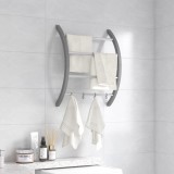 Suport pentru prosoape cu c&acirc;rlige argintiu 56x16x72 cm aluminiu