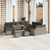 vidaXL Set de canapele pentru grădină cu pernă 13 pcs Gri Rattan poli 3364673