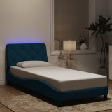 vidaXL Cadru de pat cu lumini LED, albastru, 80x200 cm, catifea