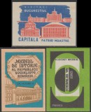 1960-1969-1971 Romania - Set 3 etichete de chibrituri romanesti Vizitati muzee (Muzeul de Istorie al RSR, Muzeul Gh. Tattarescu, Bucuresti)