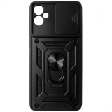 Husa tip capac spate TPU negru, inel si protectie camera, pentru Samsung Galaxy A05