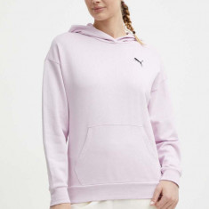 Puma hanorac de bumbac BETTER ESSENTIALS femei, culoarea violet, cu glugă, uni 675988