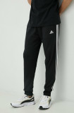 Adidas pantaloni de trening din bumbac bărbați, culoarea negru, cu imprimeu HA4337