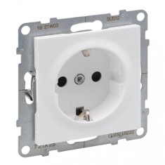 Priza schuko simpla 2P+T borne surub Legrand Suno alb 721125