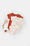 Set 2 body-uri bebe unisex -100% bumbac organic - Scortisoara Ecru, BabyCosy (Marime: 12-18 Luni)