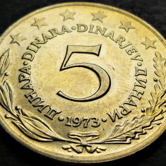 Moneda 5 DINARI / DINARA - RSF YUGOSLAVIA, anul 1973 *cod 1990 C = luciu batere