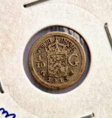 Indiile Olandeze de Est 1/10 Gulden 1915 moneda argint km # 311 Wilhelmin