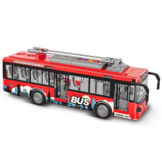 Autobuz cu sunete, lumini, functie usi deschise Traffic Bus scara 1:16 rosu