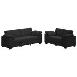 Cumpara ieftin Set canapele 2 piese cu perne catifea neagra