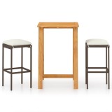 Cumpara ieftin Set mobilier de bar de gradina cu perne, 3 piese, maro