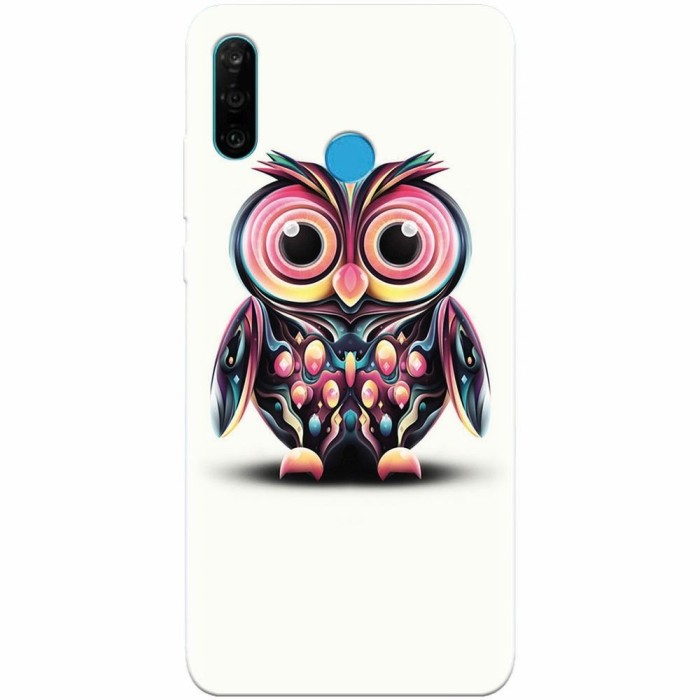Husa silicon pentru Huawei P30 Lite, Colorful Owl Illustration