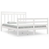 Cumpara ieftin Cadru de pat dublu, alb, 135x190 cm, lemn masiv