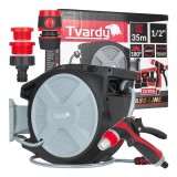 Furtun de gradina pe tambur automat Brass Line, 1 / 2", 35 m, Tvardy T07296