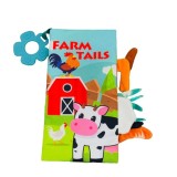 Carte senzoriala fosnitoare pentru bebelusi, cu animalute colorate si inel din silicon pentru dentitie, Farm, Oem