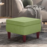 vidaXL Taburet Catifea Verde Deschis, 52x52x42 cm, Picioare Lemn, Scaun Suport Picioare, Design Compact
