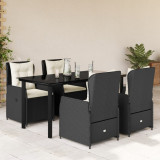 Set mobilier de gradina cu perne, 5 piese, negru, poliratan GartenMobel Dekor, vidaXL