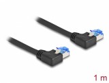 Cablu de retea RJ45 Cat.6A LSOH SFTP unghi 90 grade stanga 1m Negru, Delock 80210