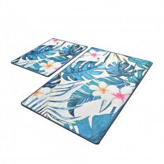 Set 2 Covorase baie Exotic Rectangular, 60 x 100 cm, 50 x 60 cm, Antiderapant, Multicolor