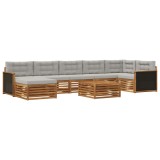 vidaXL Set de canapele de exterior 8 pcs Natural și gri deschis 3383644