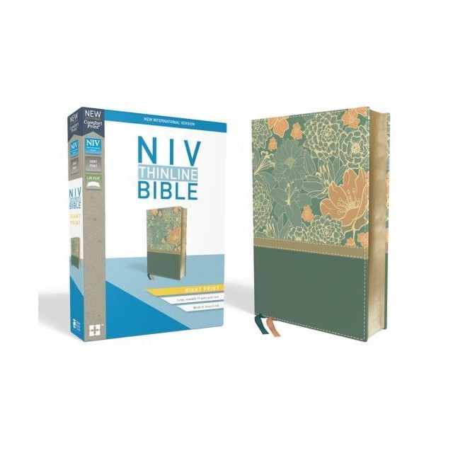 NIV, Thinline Bible, Giant Print, Imitation Leather, Blue, Red Letter Edition