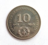 moneda rara GERMANIA DEMOCRATA 10 mark 1976 aUNC marci km # 61 tiraj mic