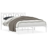 Cumpara ieftin Cadru de pat metalic cu tablie, alb, 140x200 cm