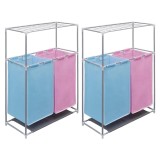 Cumpara ieftin Cosuri sortare rufe 2 sectiuni 2 buc. raft superior de uscare