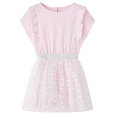 Rochie copii volane, roz deschis, 104