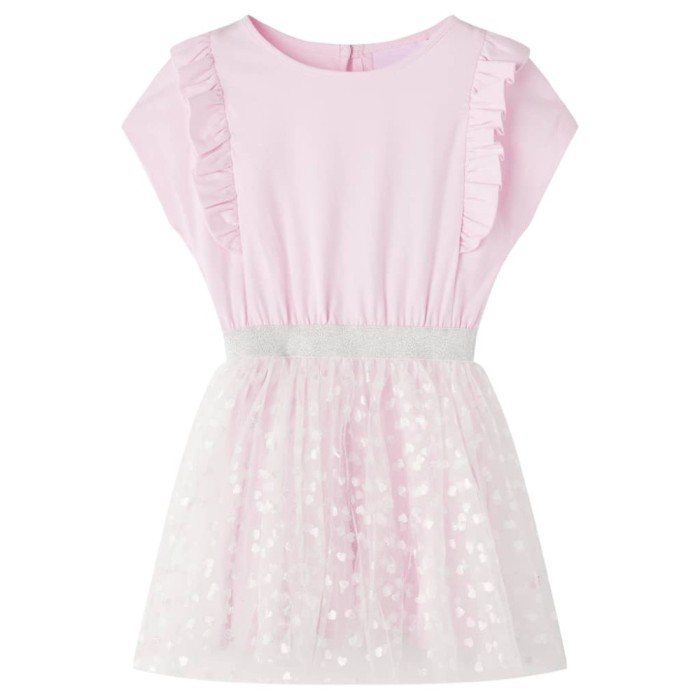Rochie copii volane, roz deschis, 140 14553
