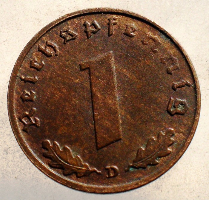 2.536 GERMANIA WWII 1 REICHSPFENNIG 1939 D