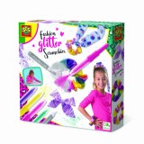 Set creativ -Coloreaza cu aerograf elastice de par cu sclipici