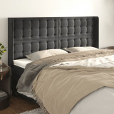 VidaXL Tăblie de pat cu aripioare gri &icirc;nchis 203x16x118/128 cm catifea