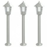 Cumpara ieftin Lampi exterioare de podea 3 buc argintiu 80 cm otel inoxidabil