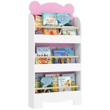 AIYAPLAY Bibliotecă pentru Copii 3 Rafturi &icirc;n Formă de Ursuleț 55x15x110 cm, Roz | Aosom Romania
