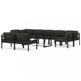 Set mobilier relaxare gradina 10 piese perne aluminiu antracit