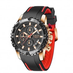 Ceas barbatesc Lige Silicon Fashion Quartz Casual Sport Analog Cronograf