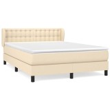 Cumpara ieftin Pat box spring cu saltea, crem, 140x200 cm, textil