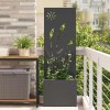 vidaXL Ghiveci Grădină cu Panou Decorativ Negru 50x140cm, Oțel, Exterior, Jardinieră Verticală, Artă de Perete